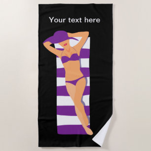 Funny Sunbathing Girl Design Beach Towel