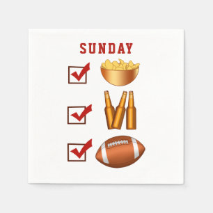 Funny Sunday Football Checklist Napkin