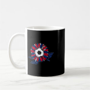 Funny Sunflower And Soccer Ll With American Flag 4 Coffee Mug