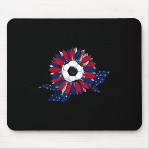 Funny Sunflower And Soccer Ll With American Flag 4 Mouse Mat