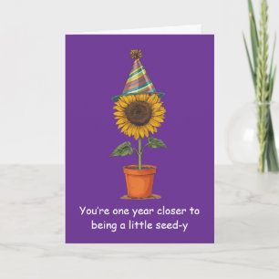 Funny Sunflower Birthday Seed-y Humour Fun Card