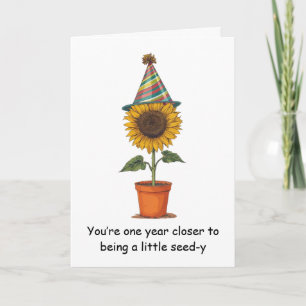 Funny Sunflower Birthday Seed-y Humour Fun Card