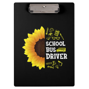 funny sunflower school bus driver back to school clipboard
