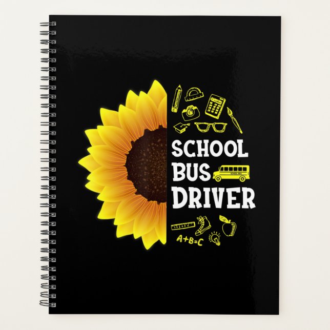 funny sunflower school bus driver back to school planner (Front)