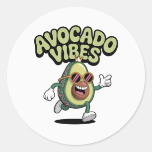 Funny Sunglasses Avocado Classic Round Sticker