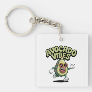 Funny Sunglasses Avocado Key Ring