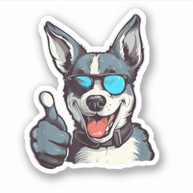 Funny sunglasses dog with thumbs up (Front)