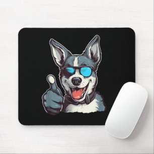Funny sunglasses dog with thumbs up mouse mat