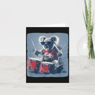 Funny Sunglasses Koala Bear with Drums Graphic Card
