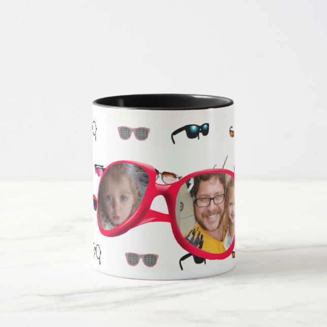 Funny Sunglasses Photo Personalised Coffee Mug (Center)