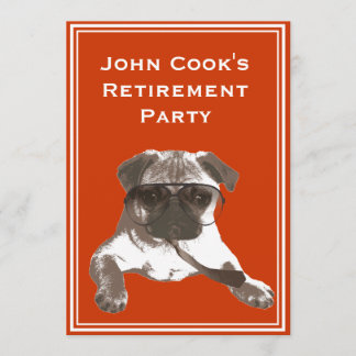 Funny Sunglasses Pug Retirement Party Invitation