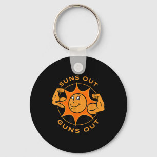 Funny Suns Out Guns Out Summer Gift For Bodybuilde Key Ring