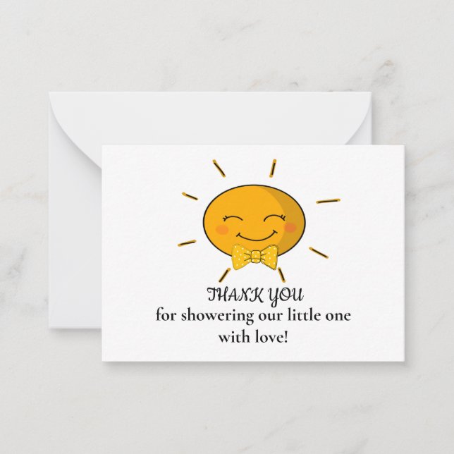 Funny Sunshine Baby Shower Thank You Cards (Front)