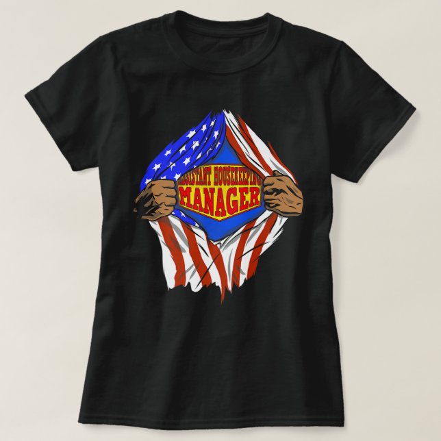 Funny Super Assistant Housekeeping Manager Hero Jo T-Shirt (Design Front)