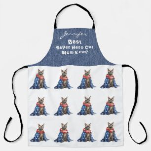 Funny Super Hero Tortie Cat All-Over Print Apron