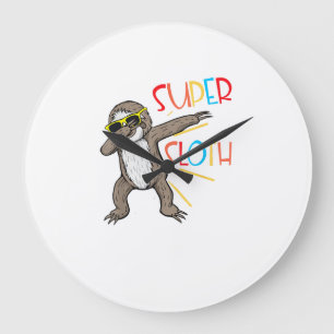 Funny Super Sloth Superhero Dabbing Dance Move Dab Large Clock