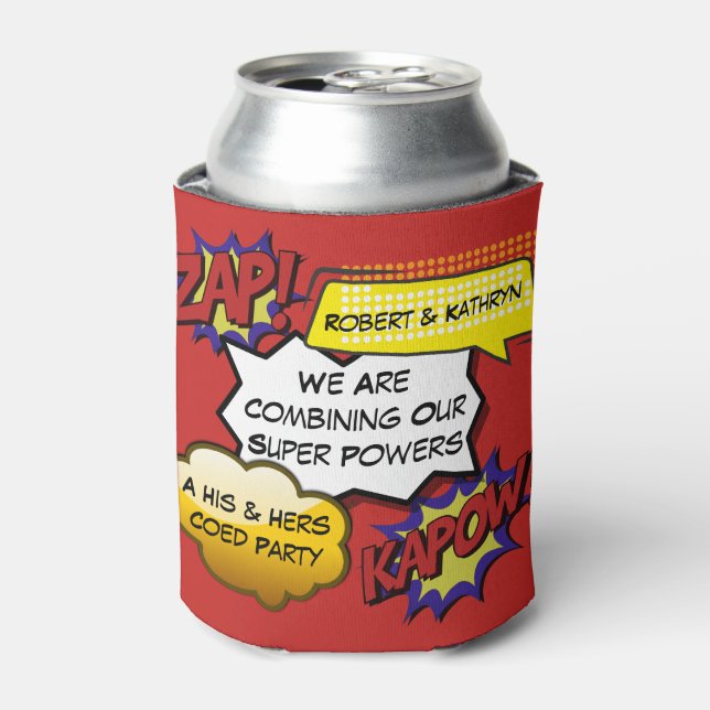 Funny Superhero Bachelor/Bachelorette Party Can Cooler (Can Front)