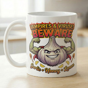 Funny Superhero Garlic Vampire Defense Recipe Coffee Mug