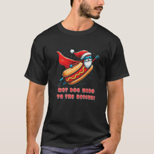 Funny Superhero Hot Dog Hero Santa Claus Christmas T-Shirt