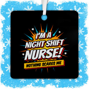 Funny Superhero Night Shift Nurse Appreciation Metal Tree Decoration