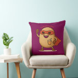 Funny Superhero Potato Cartoon Graphic Throw Pillo Cushion<br><div class="desc">Add a fun and playful accent to your living space with this superhero potato cartoon throw pillow. Featuring a cheerful masked potato character in a heroic pose, this design brings personality, humor, and charm to any couch, chair, or bed. Crafted from soft, wrinkle-free Simplex knit fabric, this 20" x 20"...</div>