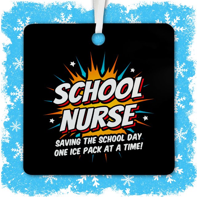Funny Superhero School Nurse Appreciation Metal Tree Decoration (Creator Uploaded)