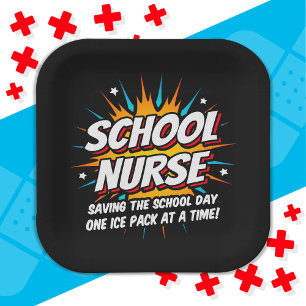 Funny Superhero School Nurse Appreciation Paper Plate
