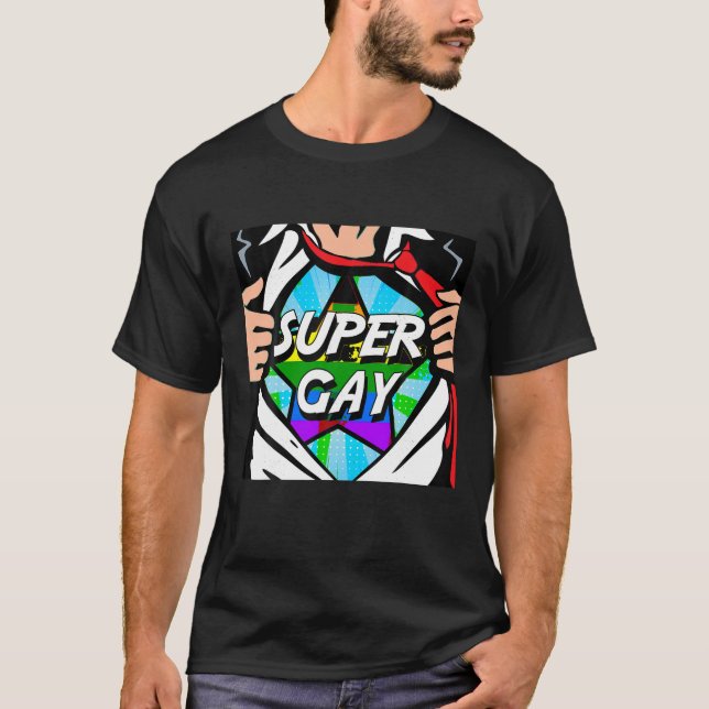 Funny Superhero Super Gay Coming Out LGBT T Shirt (Front)