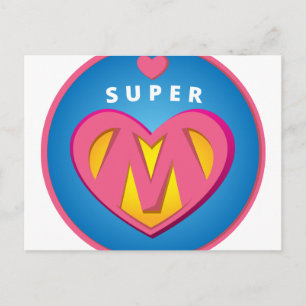 Funny Superhero Superwoman Mum emblem Postcard