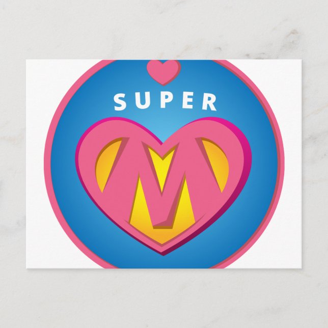 Funny Superhero Superwoman Mum emblem Postcard (Front)