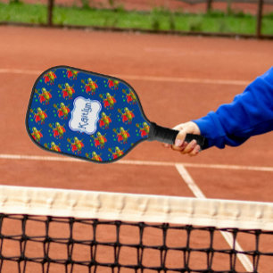 Funny SuperPickleman on Blue Personalised Pickleball Paddle