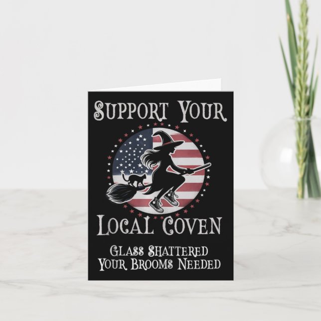 Funny Support Your Local Coven Kamala Cleaning Gl  Card (Front)