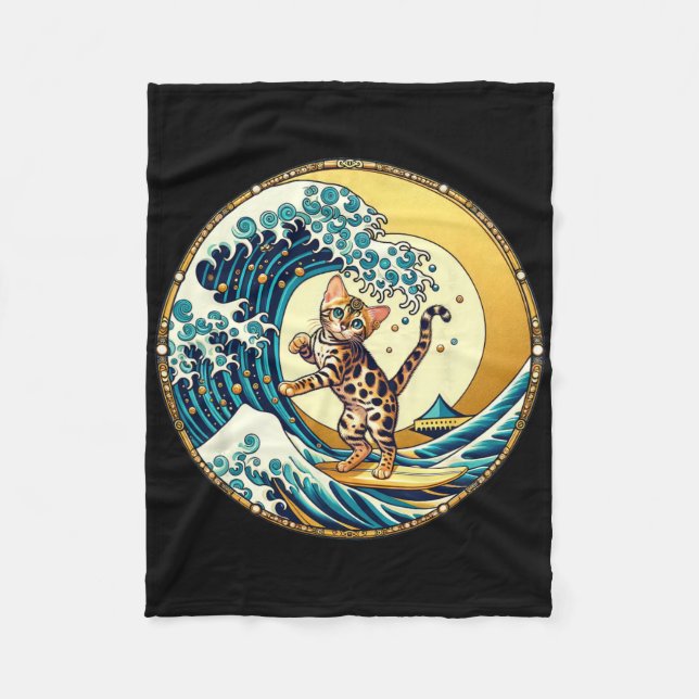 Funny Surf Board Great Wave Kanagawa Surfing - Ben Fleece Blanket (Front)