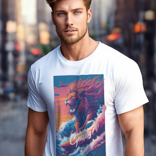Funny Surf Lion Gnarly on the wave for real surfer T-Shirt