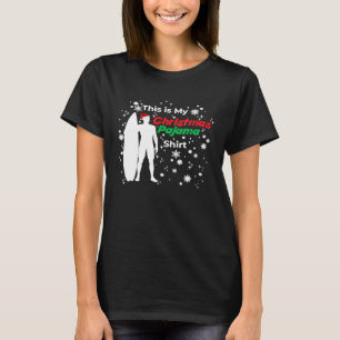 Funny Surf Lover Santa Surfing Christmas Pajama T-Shirt