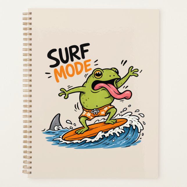 Funny Surf Mode Frog|Silly Frog Summer  Planner (Front)