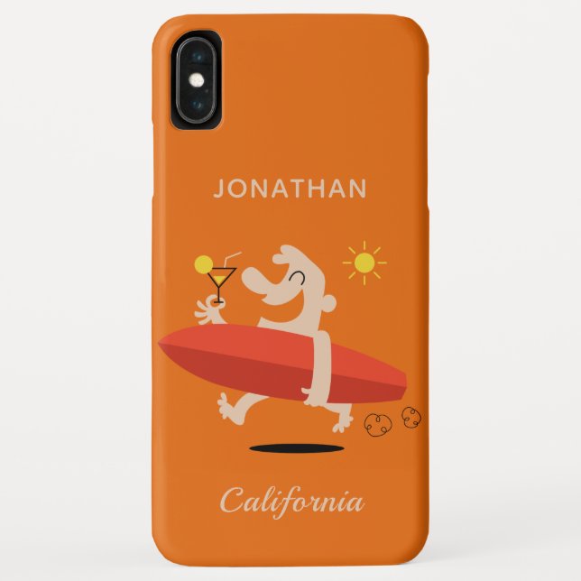 Funny Surfer custom name & location phone cases (Back)