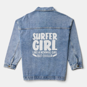 Funny Surfer Girl For Women Mum Surf Surfing Denim Jacket