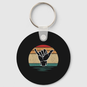 Funny Surfer Hand Gesture Shaka Vintage Retro Surf Key Ring