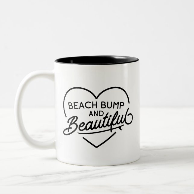 Funny Surfer Mum to Be Summer Beach Bum Punny  Two-Tone Coffee Mug (Left)