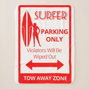 Funny Surfer Parking Only Sherpa Blanket