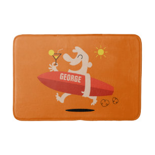 Funny Surfer with Cocktail custom name bath mats