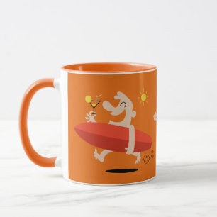 Funny Surfer with Cocktail custom name mugs
