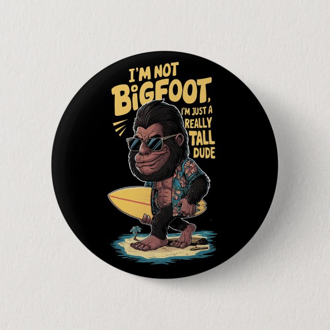 Funny Surfing Bigfoot 6 Cm Round Badge (Front)