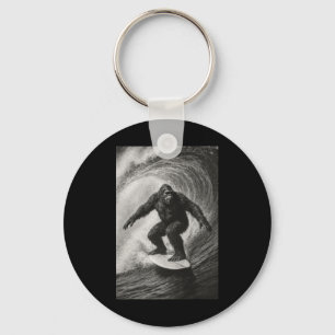Funny Surfing Bigfoot Sea Selfie On Surfboard Beac Key Ring