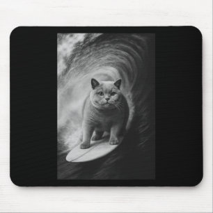 Funny Surfing British Shorthair Cat Selfie Beach A Mouse Mat