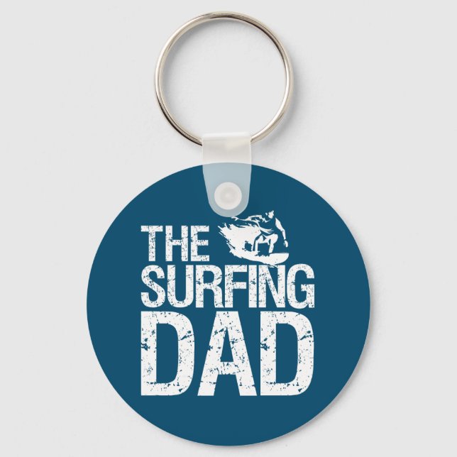 Funny Surfing Dad Surfer Father's Day Key Ring (Front)