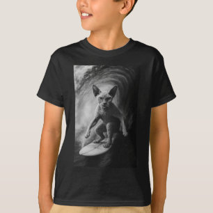 Funny Surfing Devon Rex Cat Selfie Beach Animal Me T-Shirt