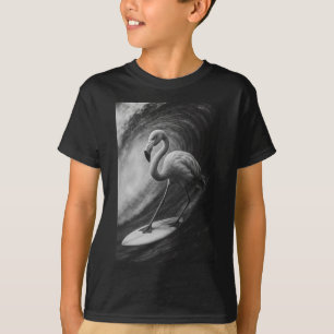 Funny Surfing Flamingo Bird Selfie On Surfboard Be T-Shirt