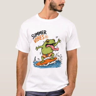 Funny Surfing Frog Summer Vibes T-Shirt